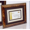 11"x14" Rich Walnut Burl Certificate Frame w/ Gold Trim & 2 Matboards